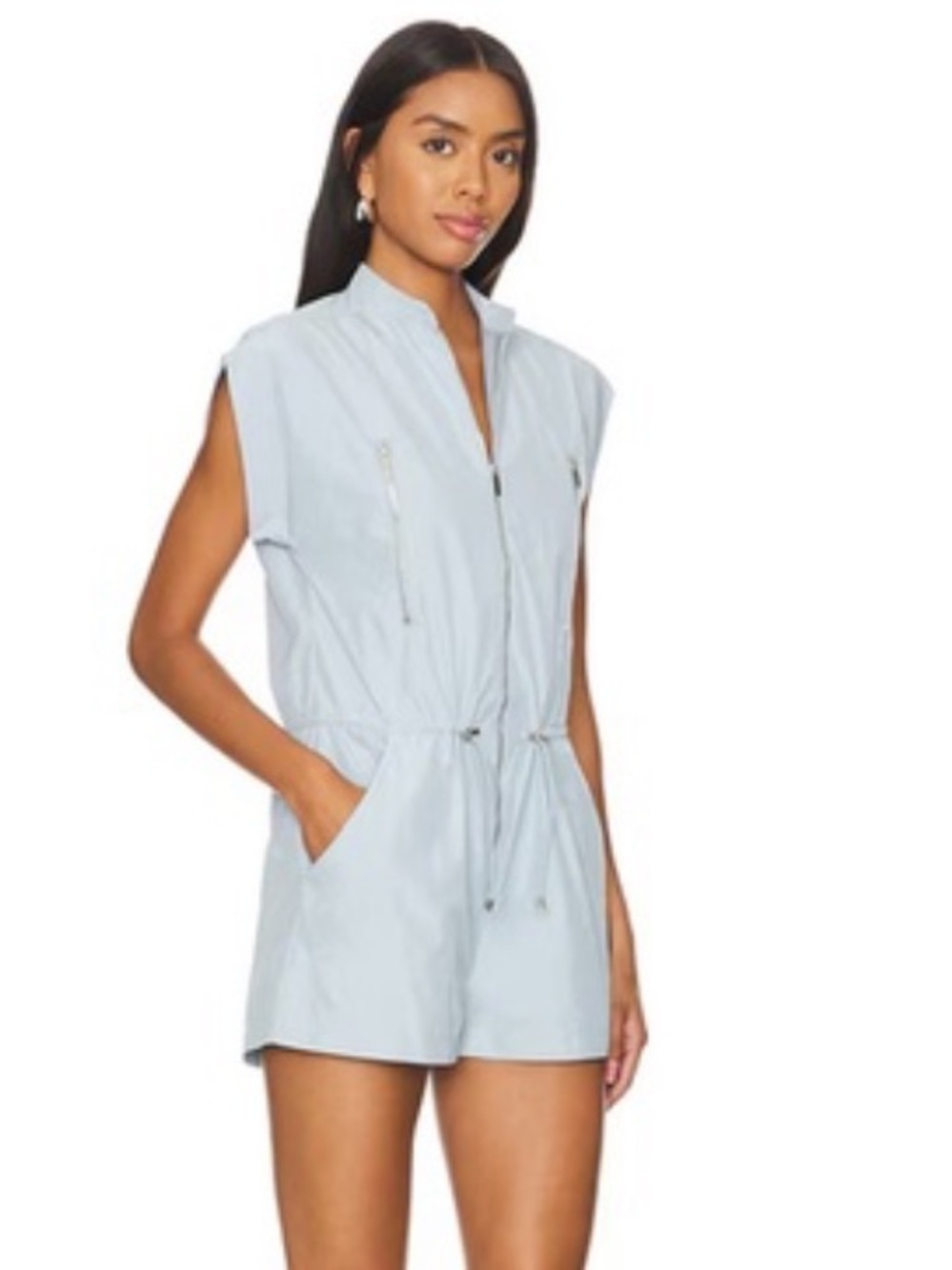 NWT *WHITE* AMANDA UPRICHARD NEVILLE ROMPER ZIPPER UTILITY SHORT-SLEEVE JUMPER - Picture 5 of 6